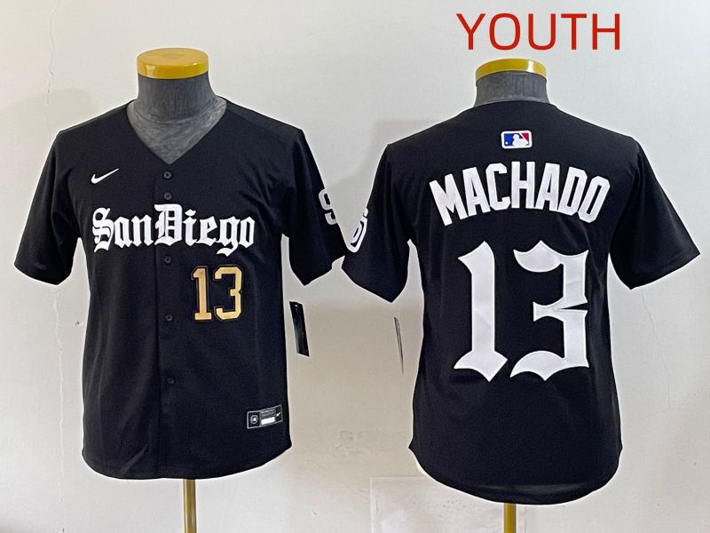 Youth 2025 San Diego Padres #13 Machado Black Five generations Joint Name Nike MLB Jersey style 9